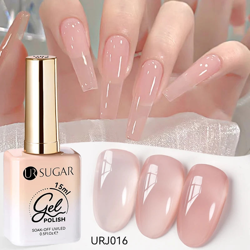 Vernis gel semi-permanent UR SUGAR 15 ml, couleur blanc laiteux translucide, effet gelée, UV, semi-permanent, pour nail art, à dissoudre. Dernière tendance.