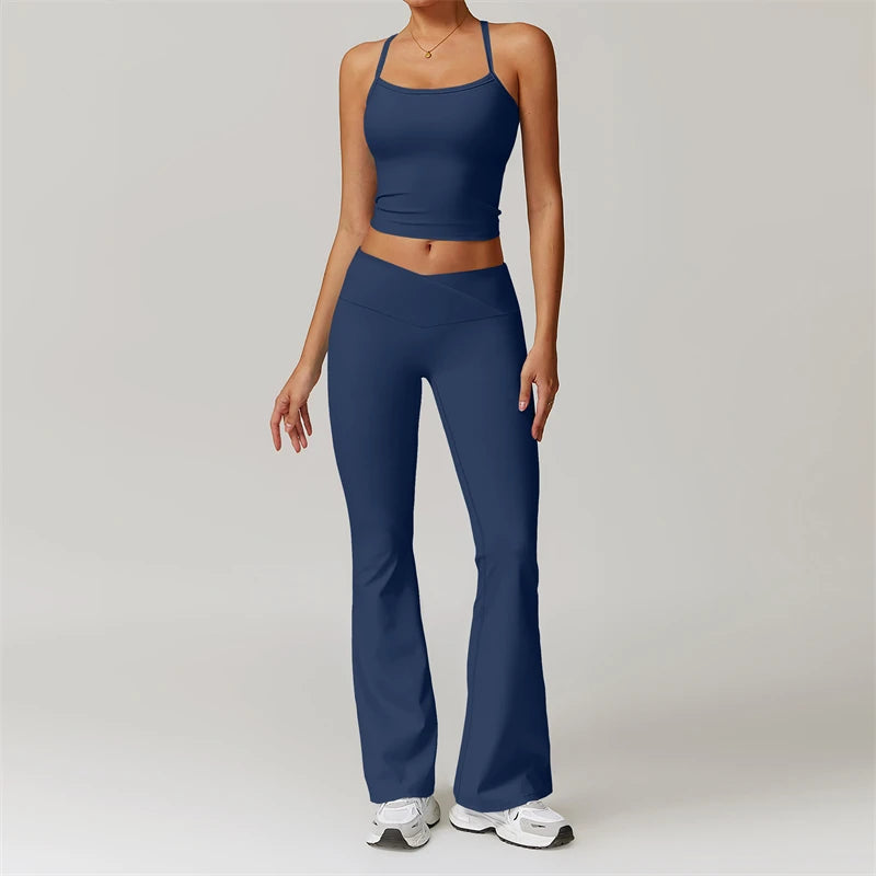 Ensemble de yoga 2 pièces pour femme, survêtement de sport, tenue de Pilates et fitness, soutien-gorge push-up et legging.
