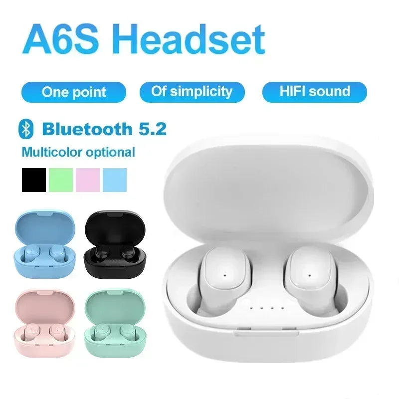 Écouteurs Bluetooth TWS sans fil avec microphone et réduction de bruit, compatibles avec les smartphones (modèle A6S).