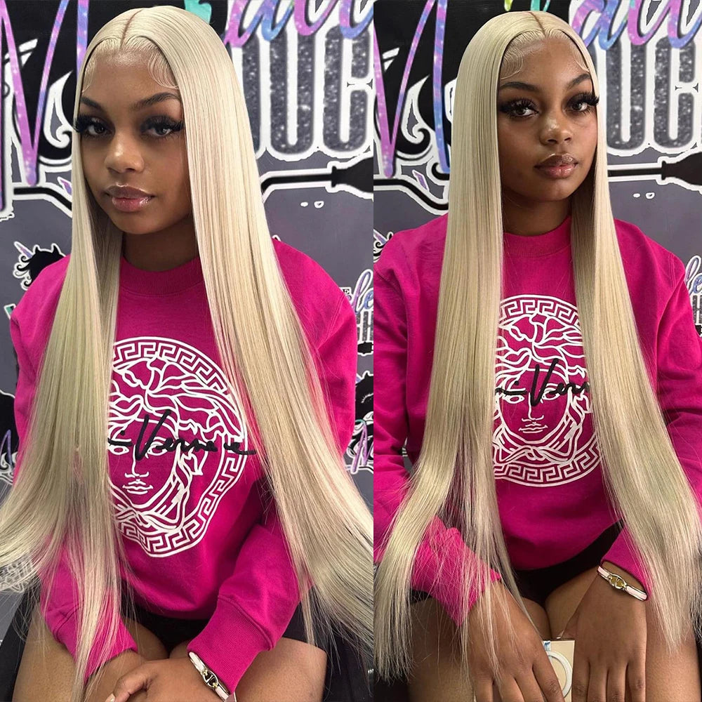 Perruque en cheveux humains blonds raides, transparente HD 613, avec lace front 13x4 ou 13x6, style brésilien, pré-épilée.