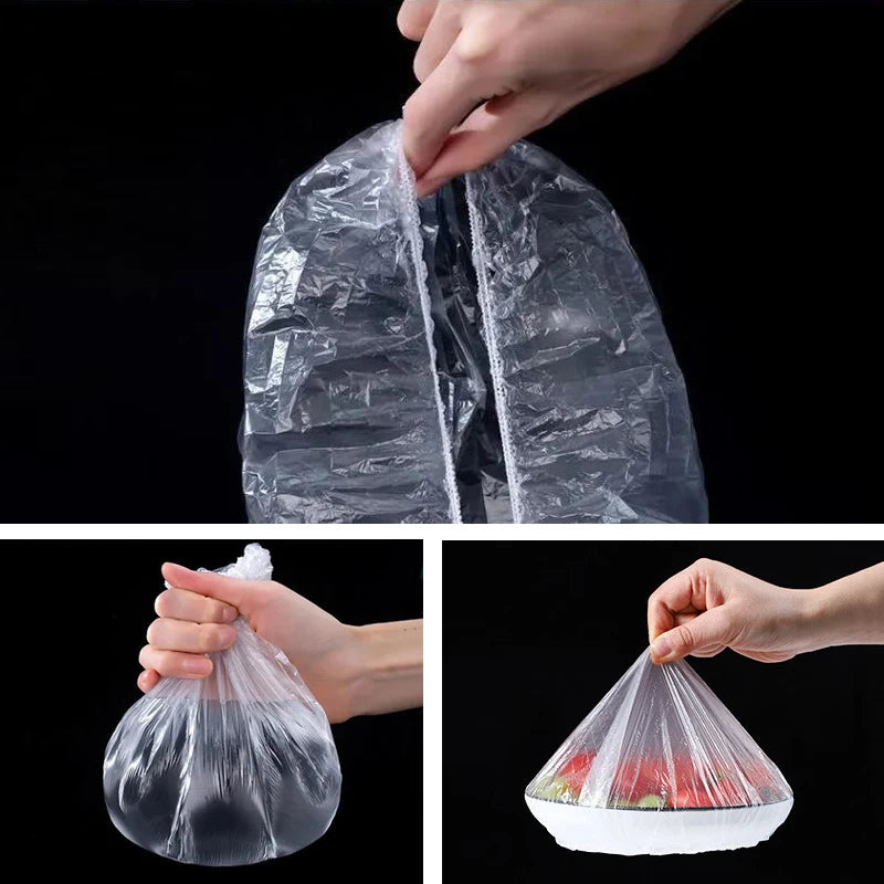 Couvercles alimentaires réutilisables et jetables en plastique, résistants et élastiques, pour bols et assiettes. Sac de conservation des aliments.