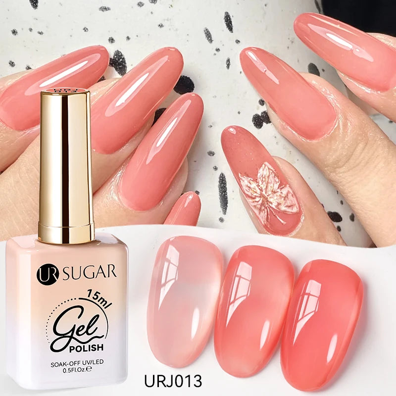 Vernis gel semi-permanent UR SUGAR 15 ml, couleur blanc laiteux translucide, effet gelée, UV, semi-permanent, pour nail art, à dissoudre. Dernière tendance.