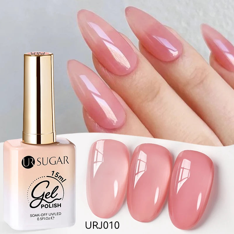 Vernis gel semi-permanent UR SUGAR 15 ml, couleur blanc laiteux translucide, effet gelée, UV, semi-permanent, pour nail art, à dissoudre. Dernière tendance.