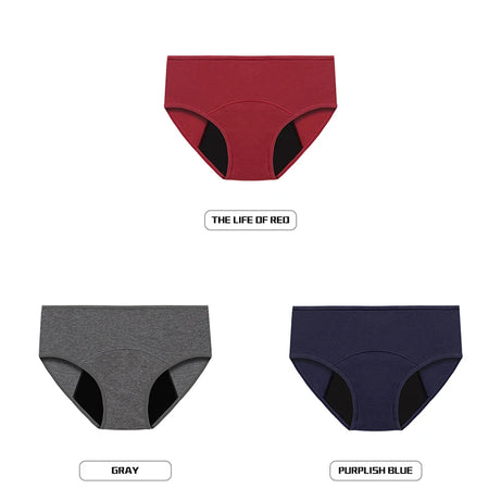 Lot de 3 culottes menstruelles pour femmes, anti-fuites, en coton, absorbantes, physiologiques, pour les règles.