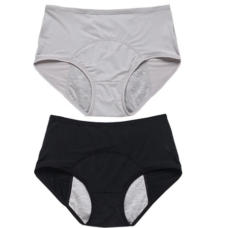 Lot de 2 culottes physiologiques pour femmes, culottes menstruelles anti-fuites, taille mi-haute, en soie glacée.