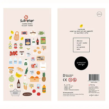 Autocollants Suatelier Foods, scrapbooking esthétique, jolis stickers pour carnets de voyage, décorations coréennes, agendas et fournitures de loisirs créatifs.
