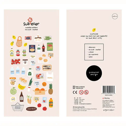 Autocollants Suatelier Foods, scrapbooking esthétique, jolis stickers pour carnets de voyage, décorations coréennes, agendas et fournitures de loisirs créatifs.