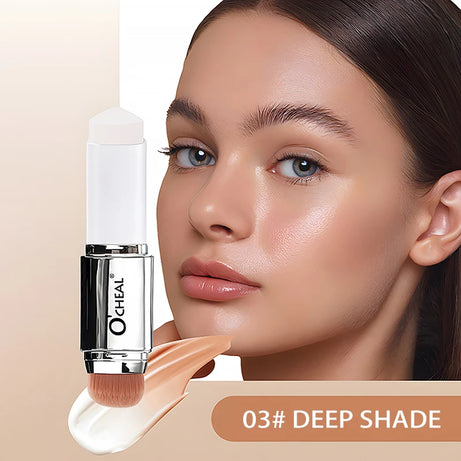 Fond de teint stick thermosensible O'CHEAL, couvrance du visage, imperfections et pores, double embout, fini mat.