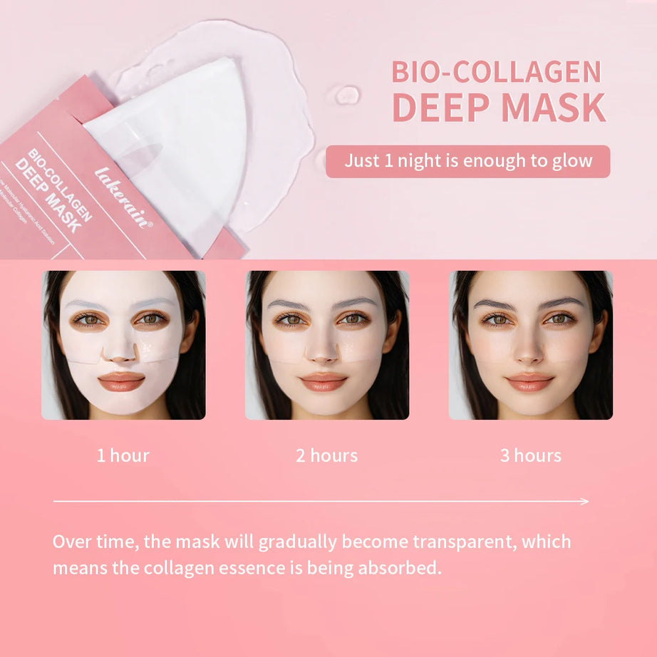 Masque Bio-Collagen Real Deep, supplément de collagène, masque hydrogel hydratant de nuit, améliore l'élasticité, minimise les pores et raffermit