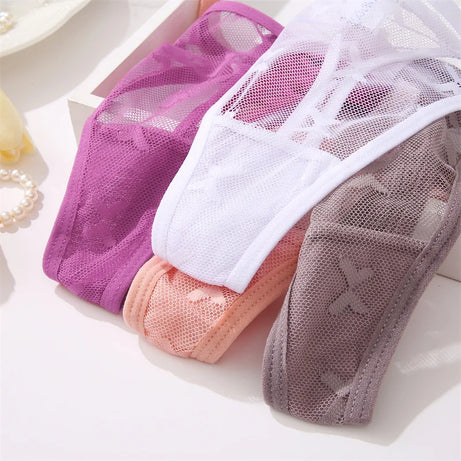 Lot de 4 culottes bikini en dentelle pour femme, strings sexy, tailles S à XL, sous-vêtements confortables dos nageur, lingerie sexy 2022