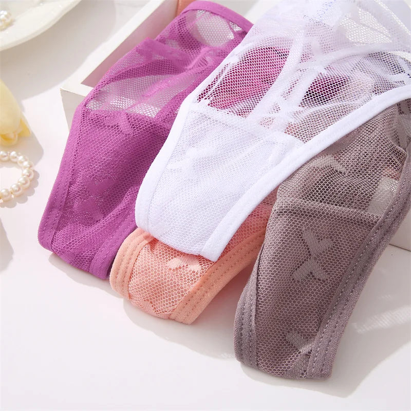 Lot de 4 culottes bikini en dentelle pour femme, strings sexy, tailles S à XL, sous-vêtements confortables dos nageur, lingerie sexy 2022