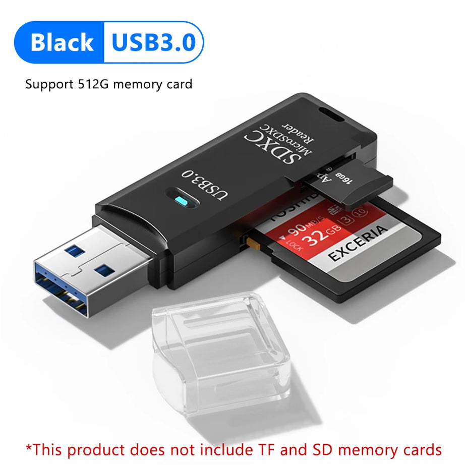 Lecteur de cartes USB 3.0 2 en 1, lecteur de cartes micro TF/SD, adaptateur USB, lecteur de cartes haute vitesse pour cartes mémoire TF, accessoires pour PC et ordinateur portable