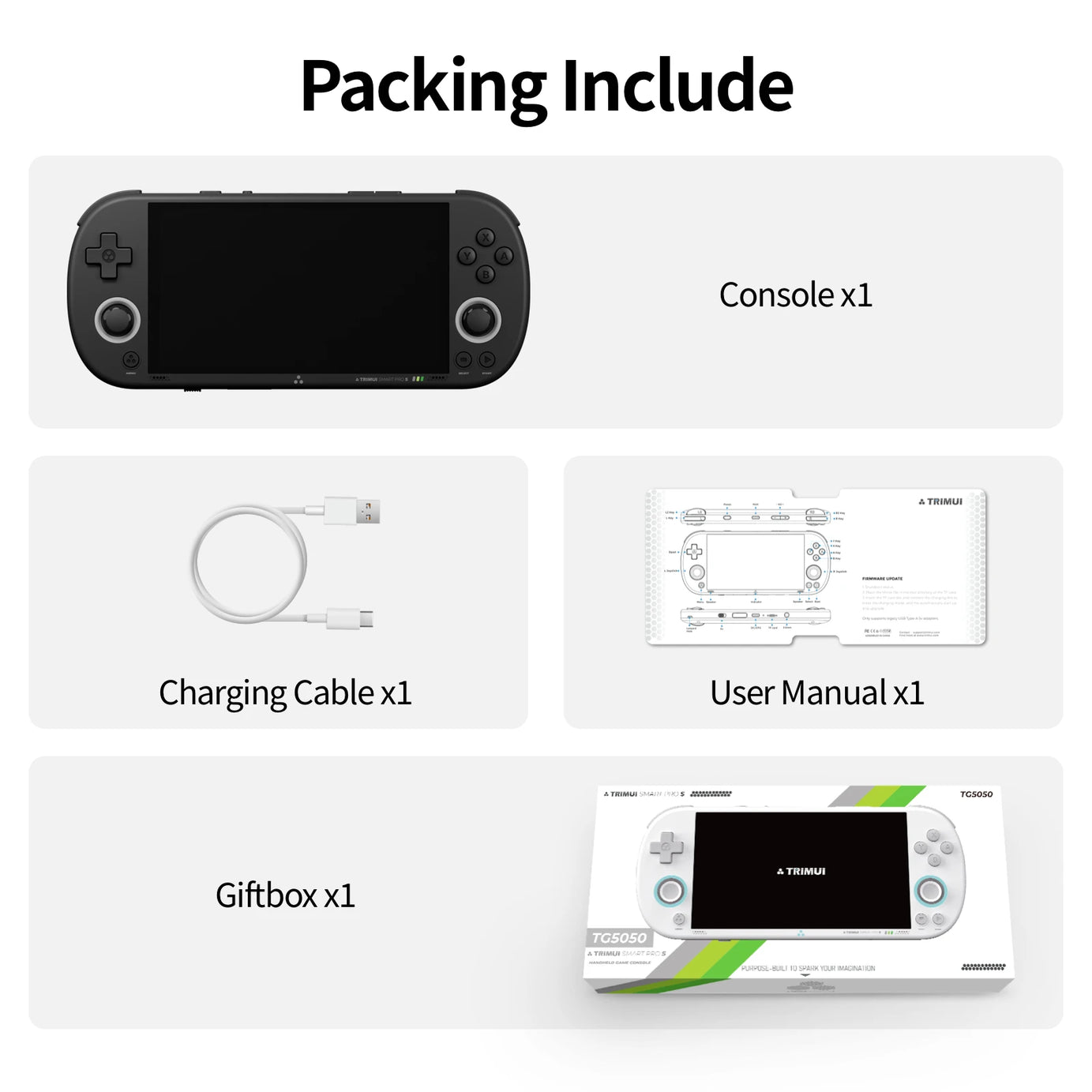 Console de jeu portable Trimui Smart Pro S, écran IPS 4,96 pouces, système Linux, joystick, éclairage RGB, jeu vidéo rétro, cadeau Smartpros