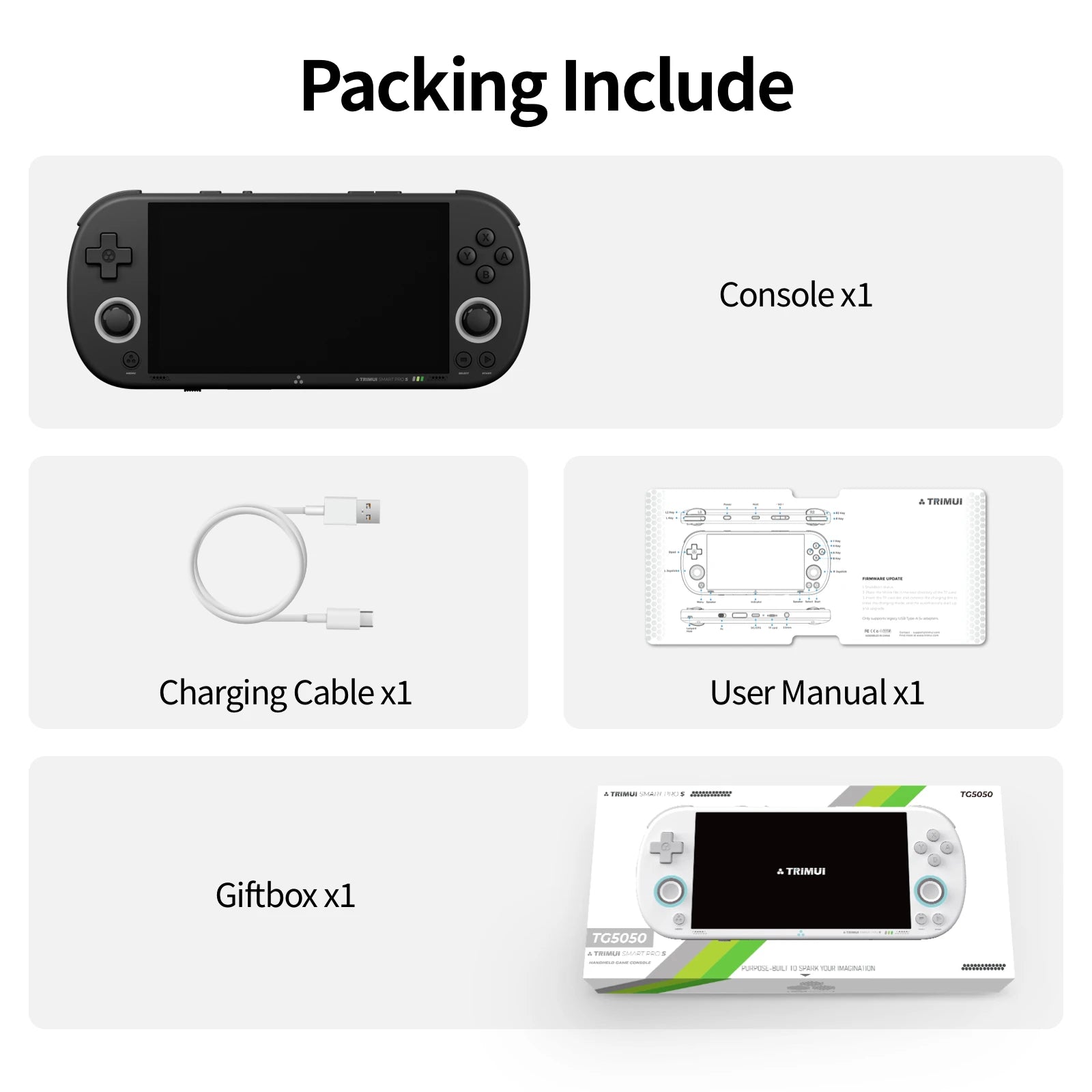 Console de jeu portable Trimui Smart Pro S, écran IPS 4,96 pouces, système Linux, joystick, éclairage RGB, jeu vidéo rétro, cadeau Smartpros