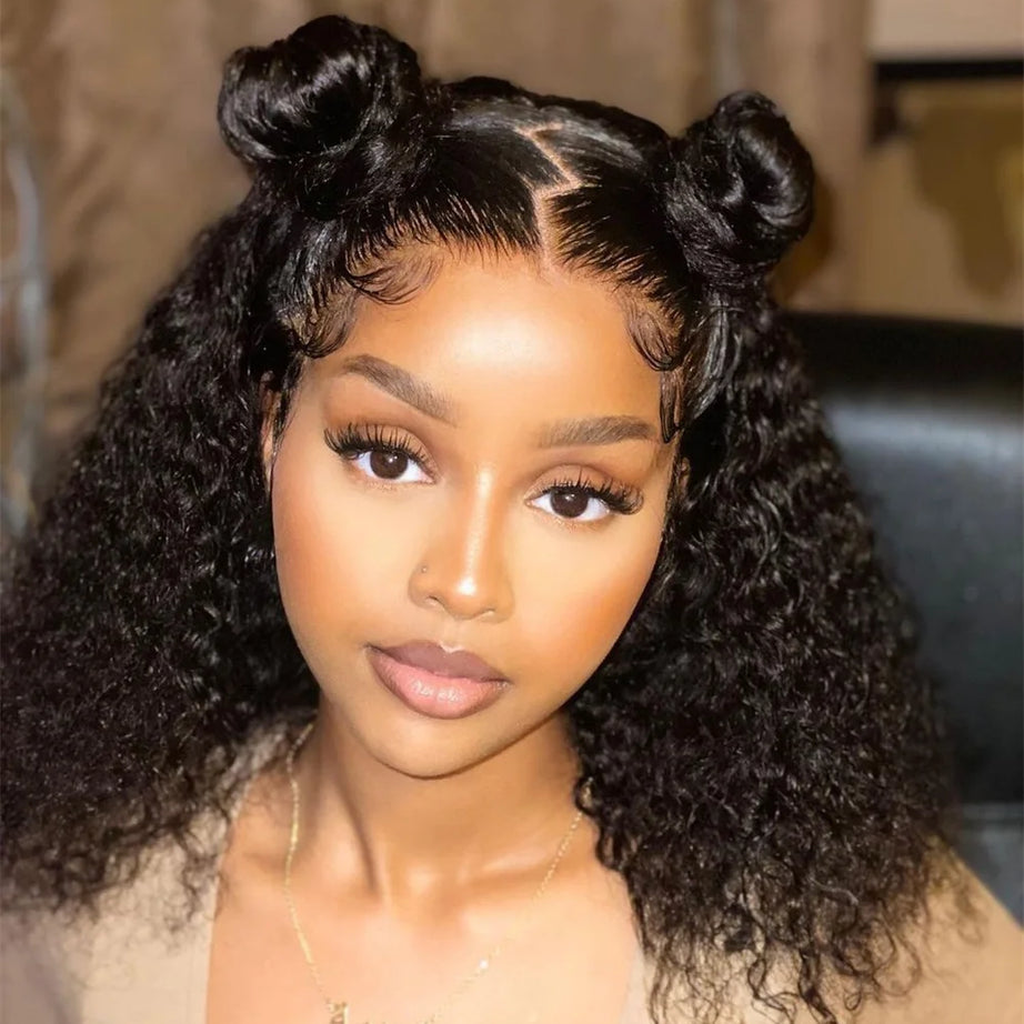 Perruques bouclées au carré, cheveux humains brésiliens, 13x4 Deep Water Wave, perruques frontales en dentelle 5x1 et 13x1 avec raie en T, pour femmes, pré-épilées à 200 %.