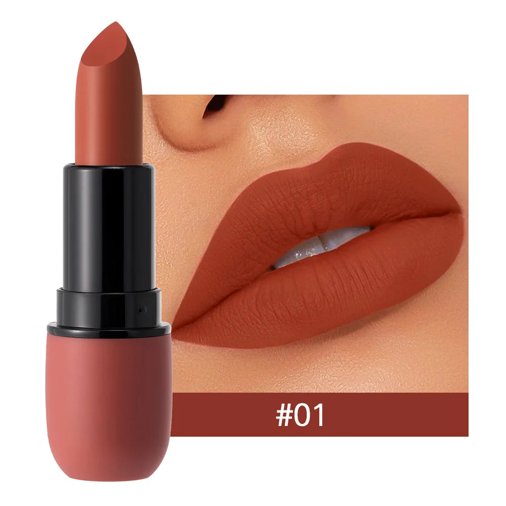 Rouge à lèvres mat 6 couleurs : Couleur veloutée, texture lisse, waterproof, maquillage des lèvres longue tenue