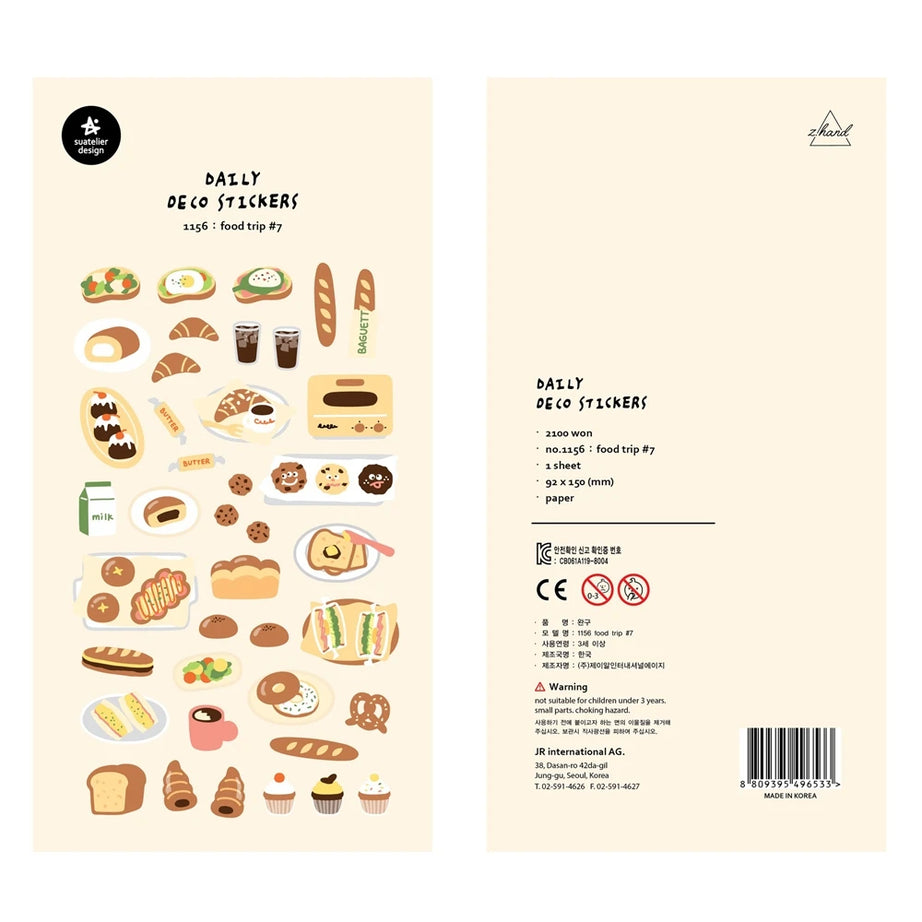 Autocollants Suatelier Foods, scrapbooking esthétique, jolis stickers pour carnets de voyage, décorations coréennes, agendas et fournitures de loisirs créatifs.