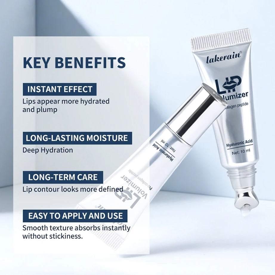 Aceite labial voluminizador instantáneo con ácido hialurónico Lakerain para reducir las líneas de expresión, esencia para el cuidado de los labios, brillo labial hidratante para mujeres.