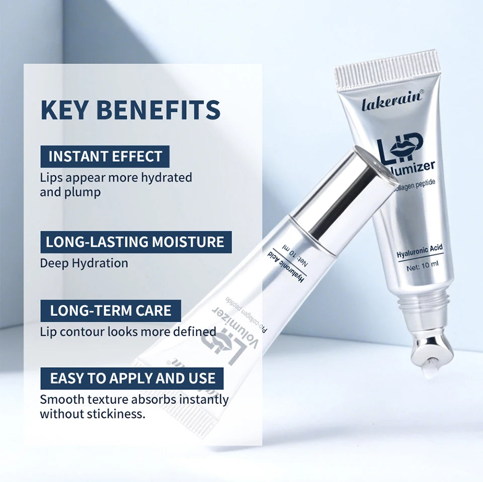 Aceite labial voluminizador instantáneo con ácido hialurónico Lakerain para reducir las líneas de expresión, esencia para el cuidado de los labios, brillo labial hidratante para mujeres.