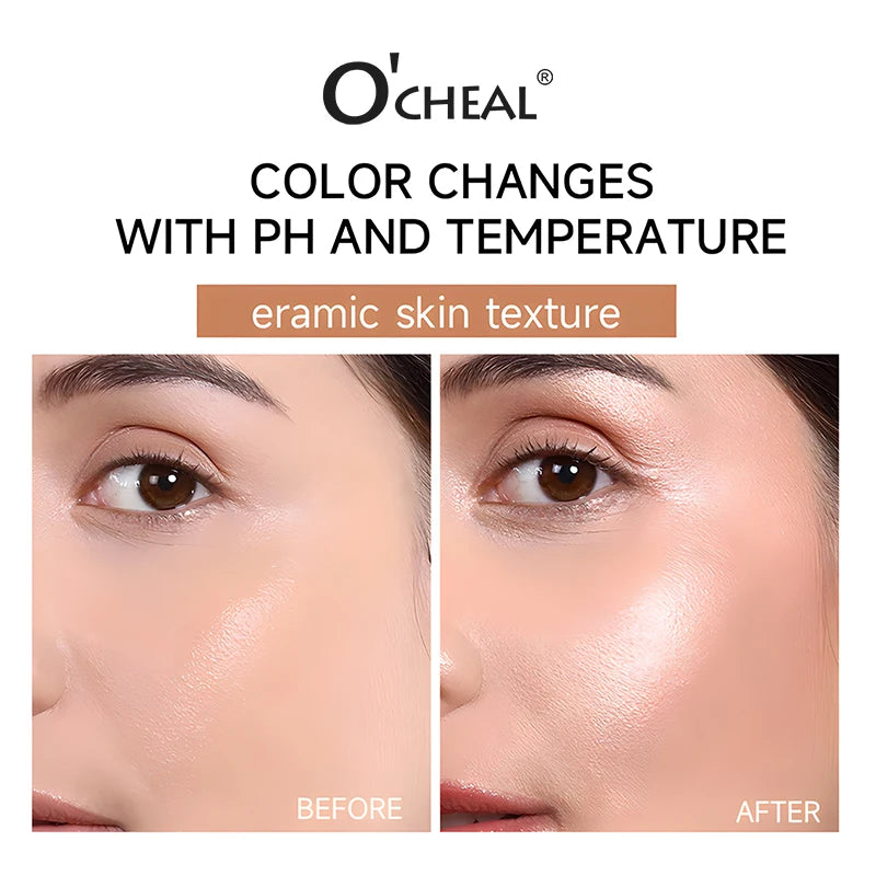 Fond de teint stick thermosensible O'CHEAL, couvrance du visage, imperfections et pores, double embout, fini mat.