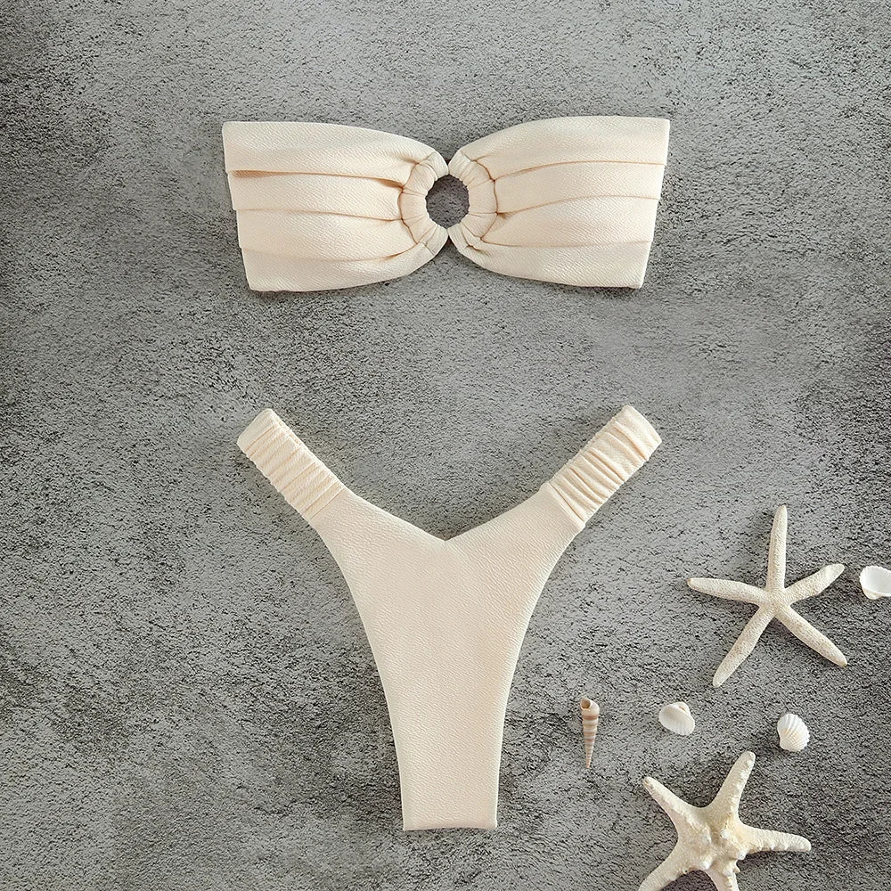 Micro bikini push-up, maillots de bain femme 2024, maillots de bain sexy, ensemble bikini brésilien, string, bikini uni