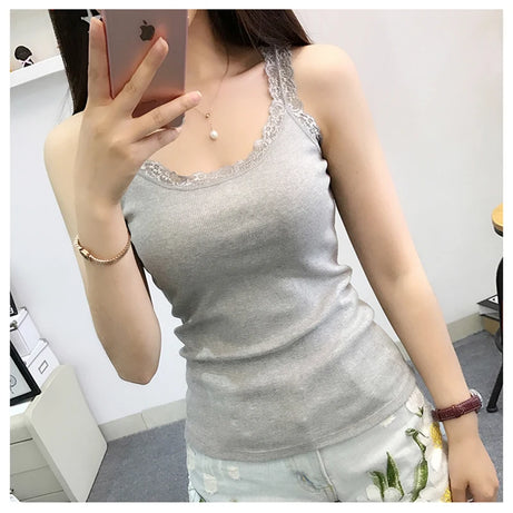 Débardeur d'été noir sans manches pour femme, avec haut en dentelle et intérieur rouge, style camisole en dentelle, sous-vêtements amples, vêtements pour femmes, gilet