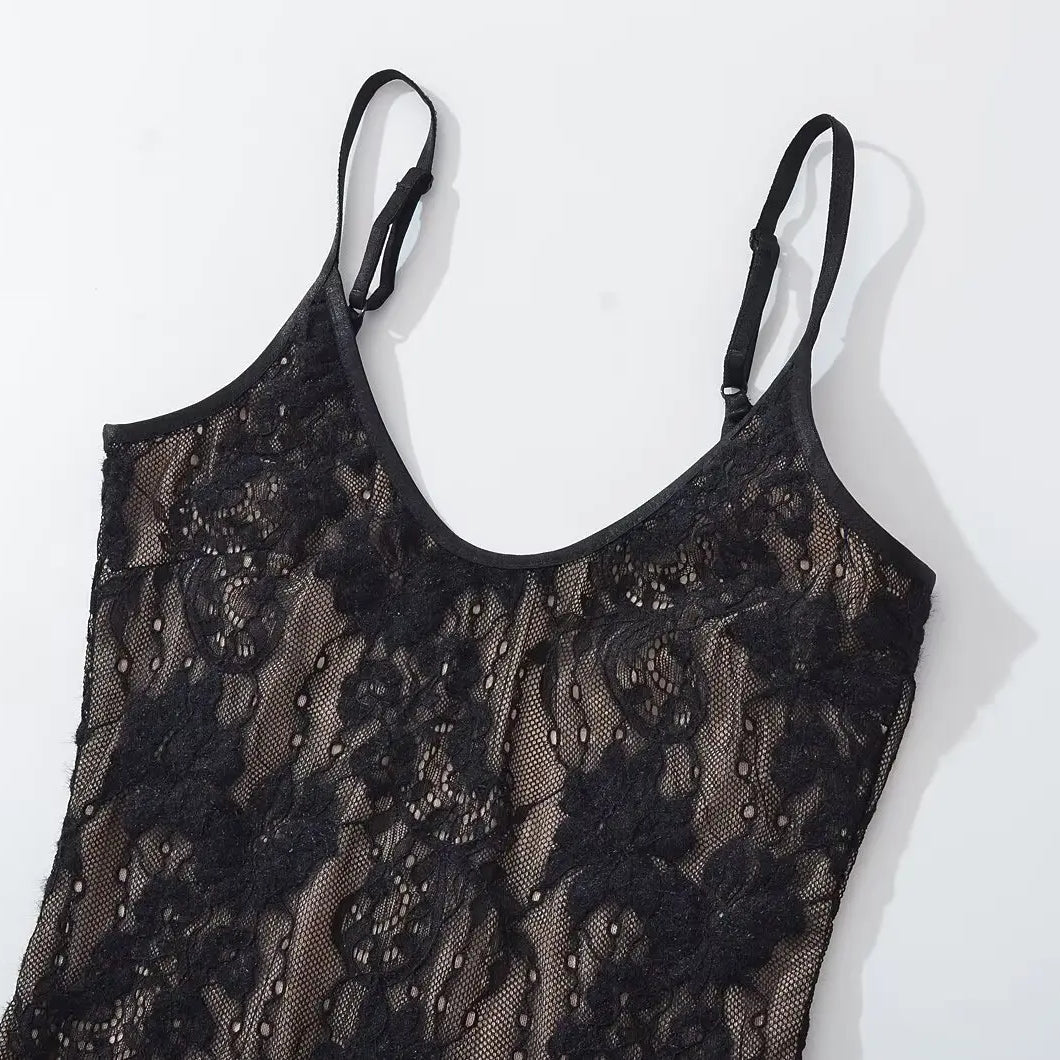 Body sexy transparente de encaje con forro, sin espalda, con tirantes finos, mono corto ajustado para mujer, monos ajustados, enterizos.