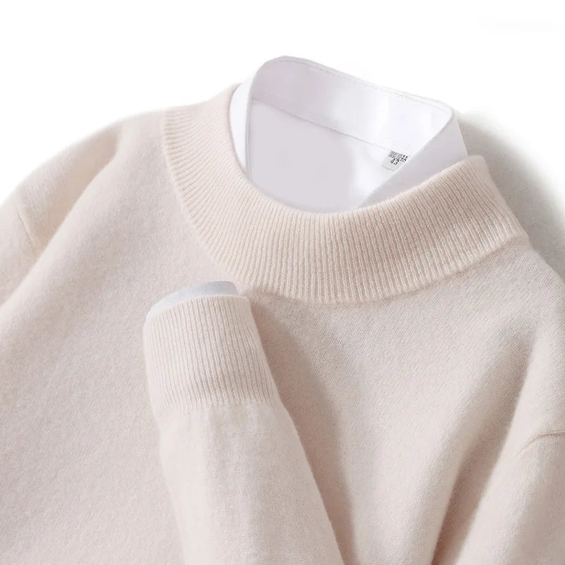 Pull 100 % laine mérinos pour femme, grande taille jusqu'à 5XL, col demi-lune, maille ample, manches longues, finitions cachemire.