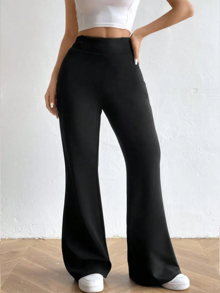 Pantalon de yoga décontracté évasé taille haute, pantalon évasé en tissu d'automne pour femmes, legging de yoga taille haute extensible, pantalon de fitness extérieur