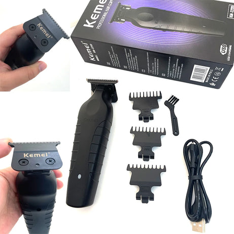 Tondeuse à cheveux sans fil Kemei 2299 Barber, tondeuse de précision à écartement zéro (0 mm), machine de coupe électrique professionnelle.