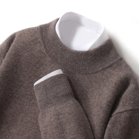 Pull 100 % laine mérinos pour femme, grande taille jusqu'à 5XL, col demi-lune, maille ample, manches longues, finitions cachemire.