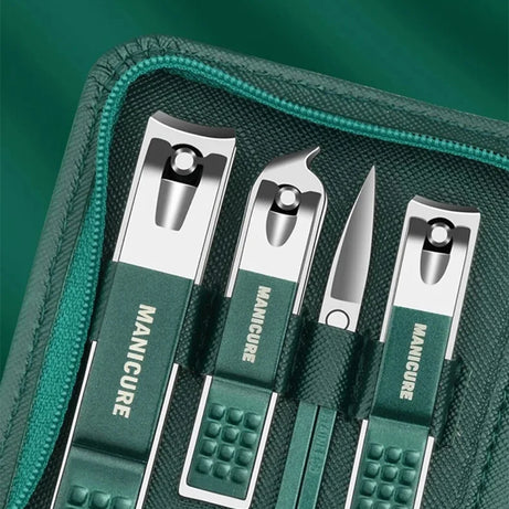 Kit de manucure et pédicure professionnel 6/9 pièces en acier inoxydable avec coupe-ongles et étui de voyage.