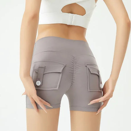 Short de fitness Peach Butt pour femme, pantalon cargo trois-quarts à séchage rapide avec poche, legging de yoga gainant pour l'été