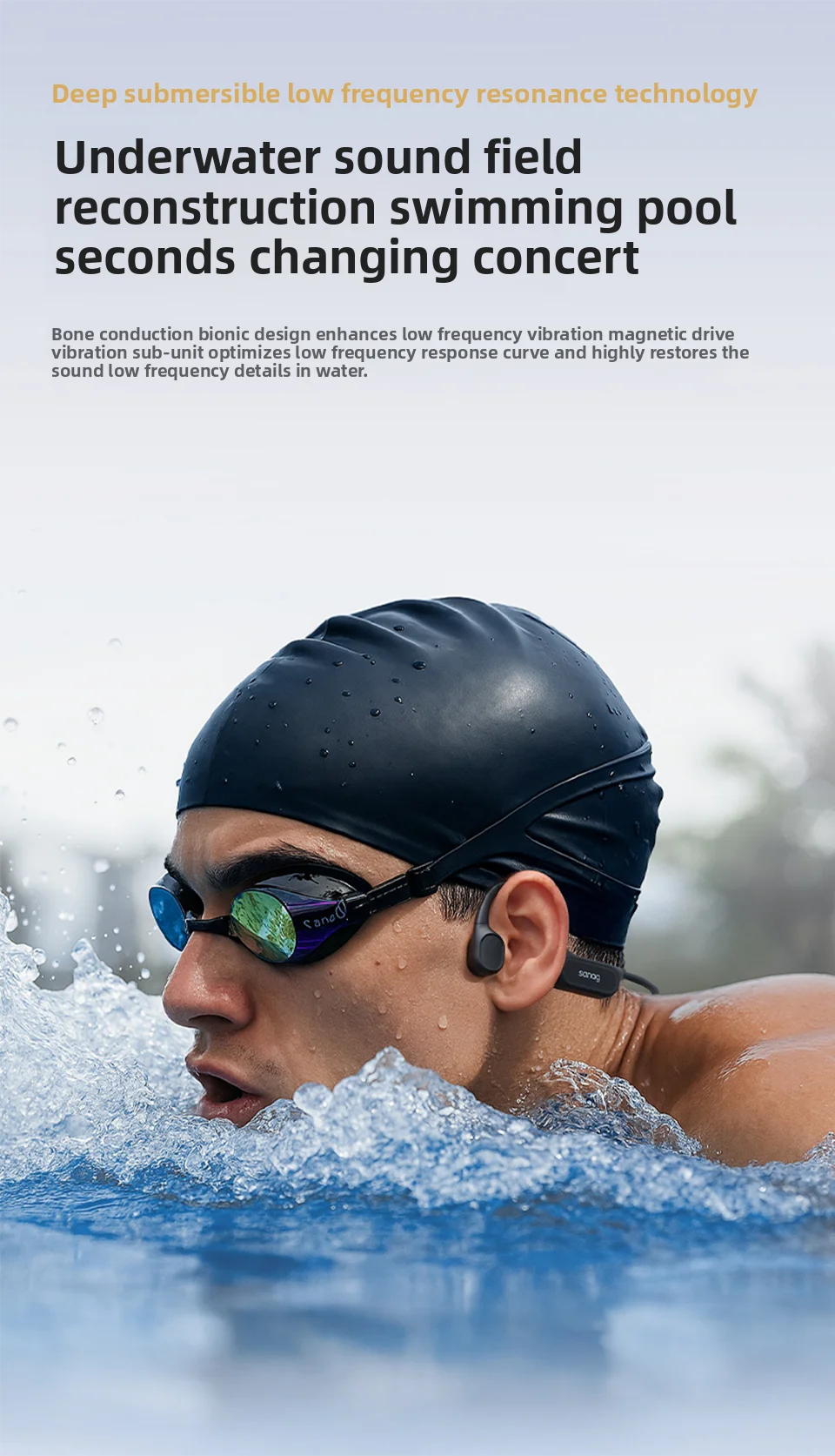 Écouteurs Bluetooth à conduction osseuse Sanag B33S, oreille ouverte, IPX8, pour la natation, mémoire de 32 Go, sans fil, compatibles MP3.