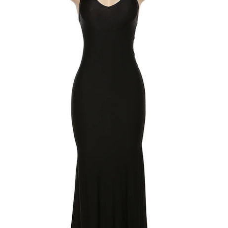 Robe longue Nibber rouge brillante à fines bretelles, dos nu, décolleté froncé, style hipster streetwear, femme.