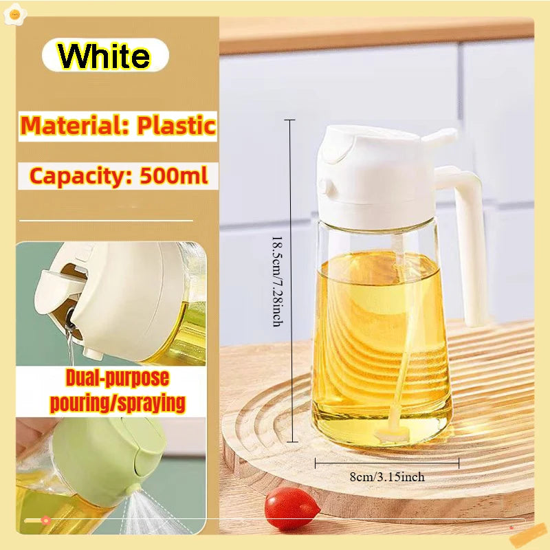 Flacon pulvérisateur d'huile de 200/300/500 ml pour barbecue et cuisson à l'huile d'olive, flacon en plastique, flacon vide pour vinaigre ou pinceau à huile