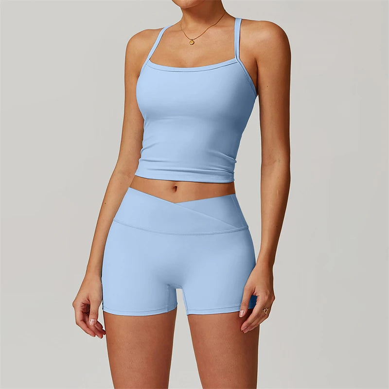 Ensemble de yoga 2 pièces pour femme, survêtement de sport, tenue de Pilates et fitness, soutien-gorge push-up et legging.