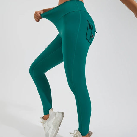 Pantalon de yoga en nylon DIAS FIT JOY, avec poches arrière, effet push-up, respirant et sans coutures apparentes.