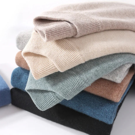 Pull 100 % laine mérinos pour femme, grande taille jusqu'à 5XL, col demi-lune, maille ample, manches longues, finitions cachemire.