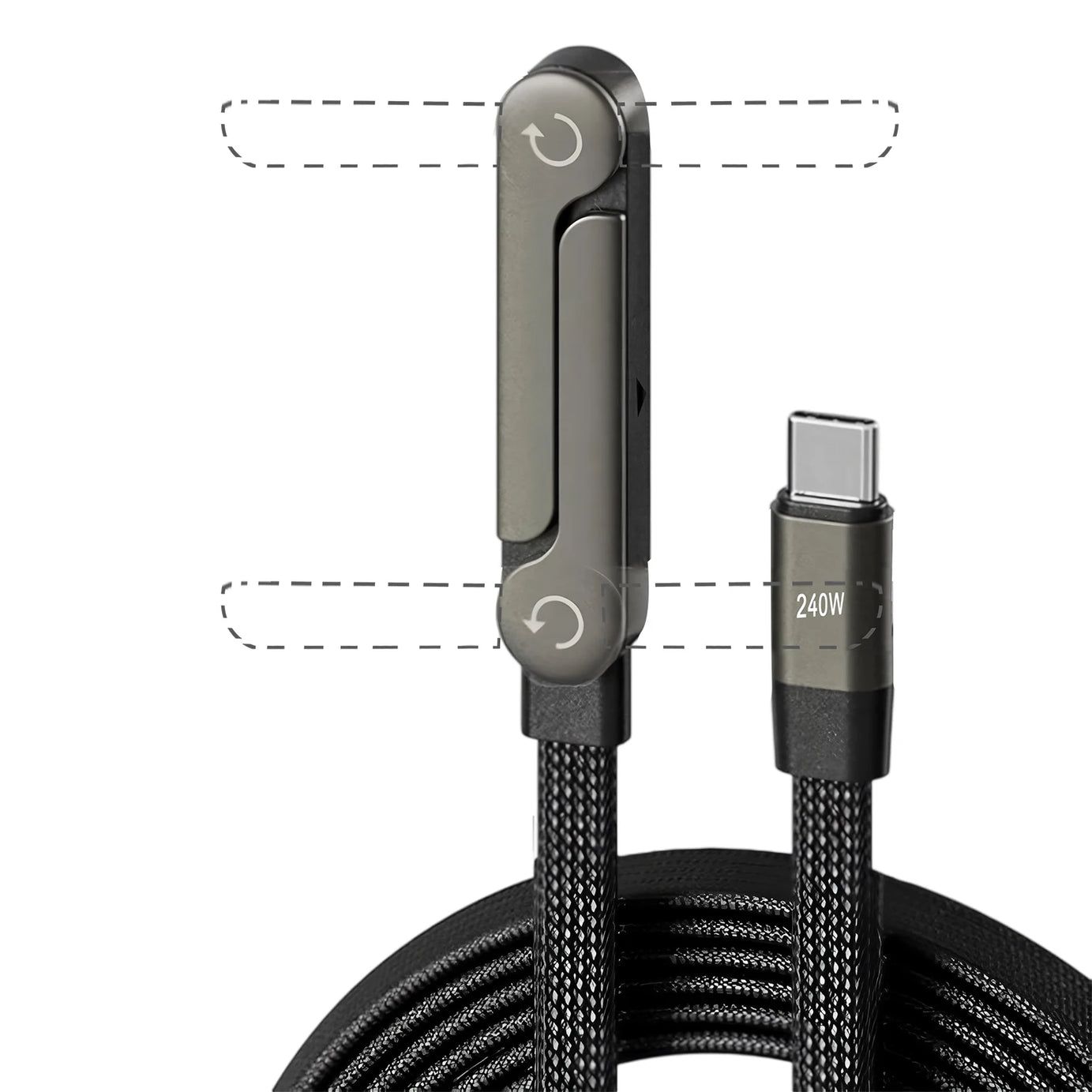 2-IN-1 Type-C Cable Foldable Mobile Phone Holder 240W Fast Charging Data Cable Multifunction Phone Charge Bracket Dual PD cable