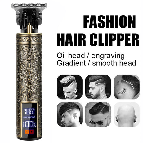 Tondeuse à cheveux professionnelle, machine de coupe de cheveux de barbier rechargeable, tondeuse en métal pour hommes