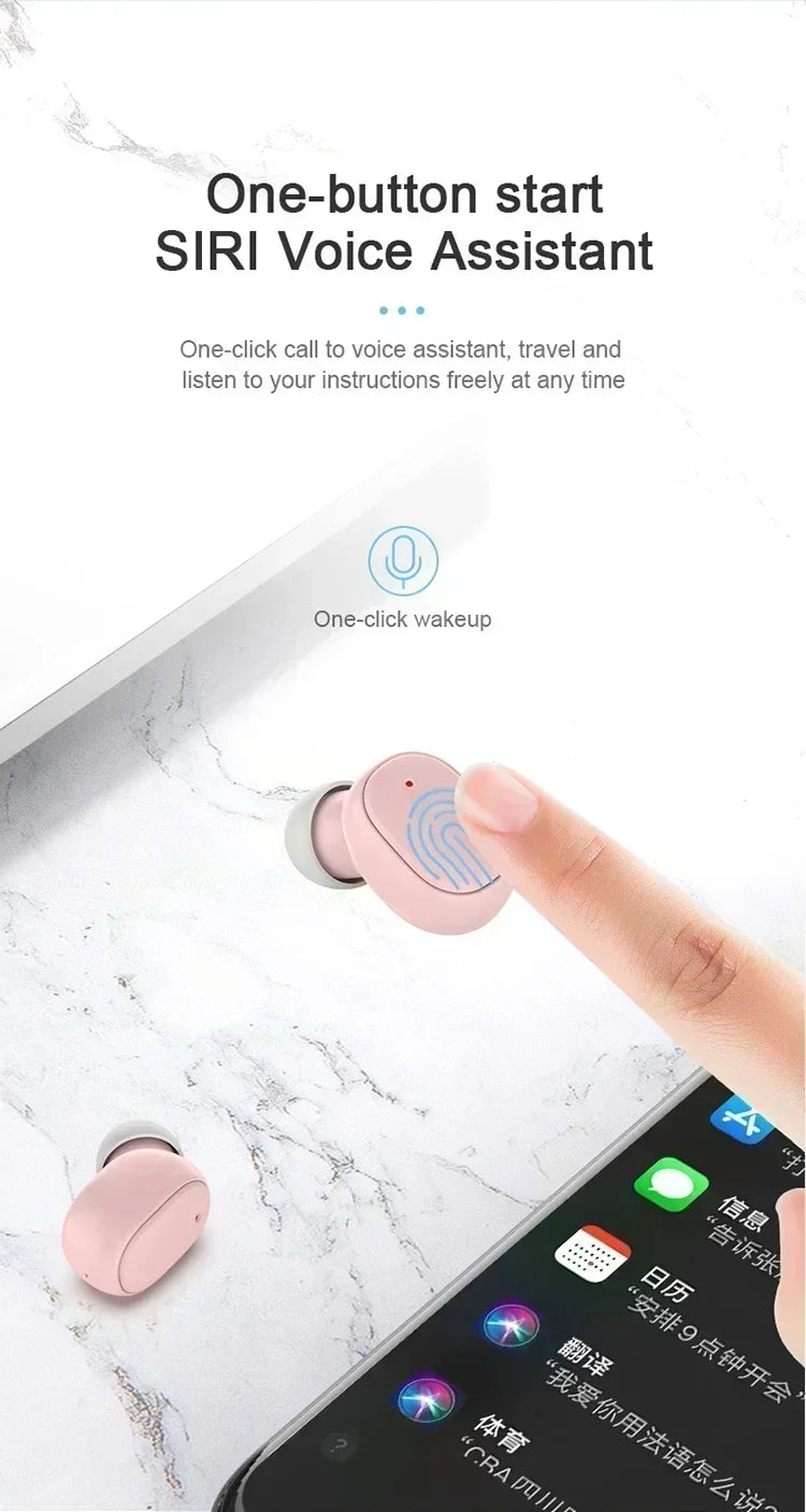 Écouteurs Bluetooth TWS sans fil avec microphone et réduction de bruit, compatibles avec les smartphones (modèle A6S).