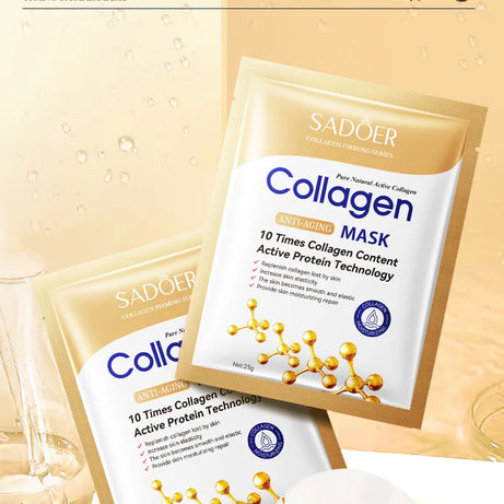 Lot de 10 masques visage anti-rides au collagène, hydratants, anti-âge, réparateurs et éclaircissants. Soin du visage. Masques en tissu.