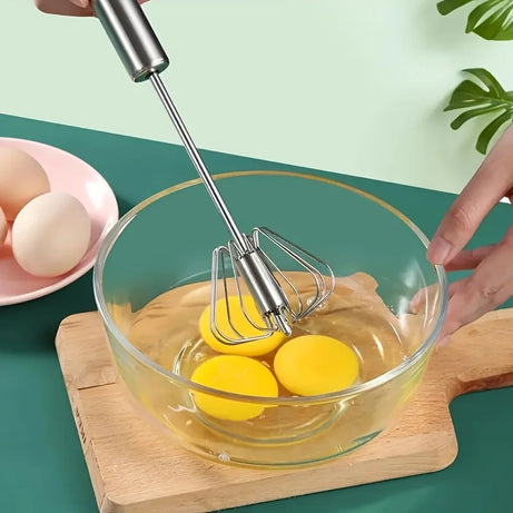 Batteur à œufs en acier inoxydable, mélangeur semi-automatique durable pour mélanger, remuer et battre les œufs sans effort, idéal pour la pâtisserie.