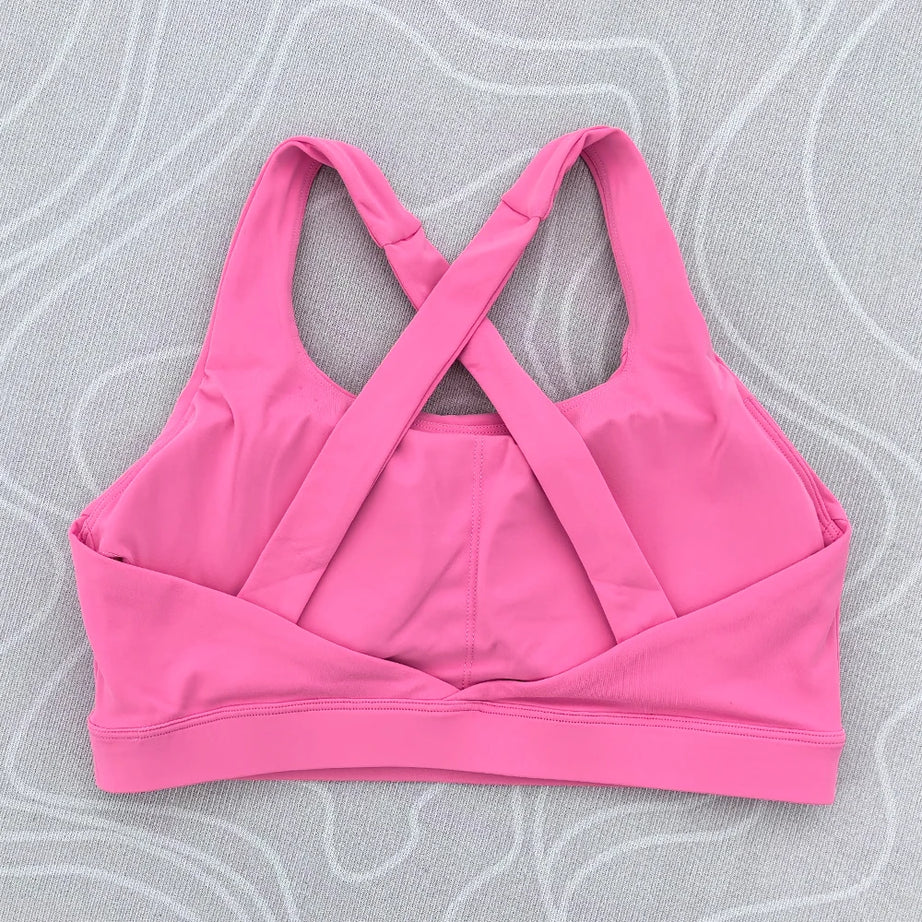 Solid Color Tight Comprehensive Training Women Fitness Bra Cross Back Yoga Underwear Gym Sport Top Hollow Back Push Up Chest Pad