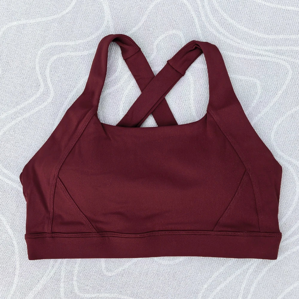 Solid Color Tight Comprehensive Training Women Fitness Bra Cross Back Yoga Underwear Gym Sport Top Hollow Back Push Up Chest Pad