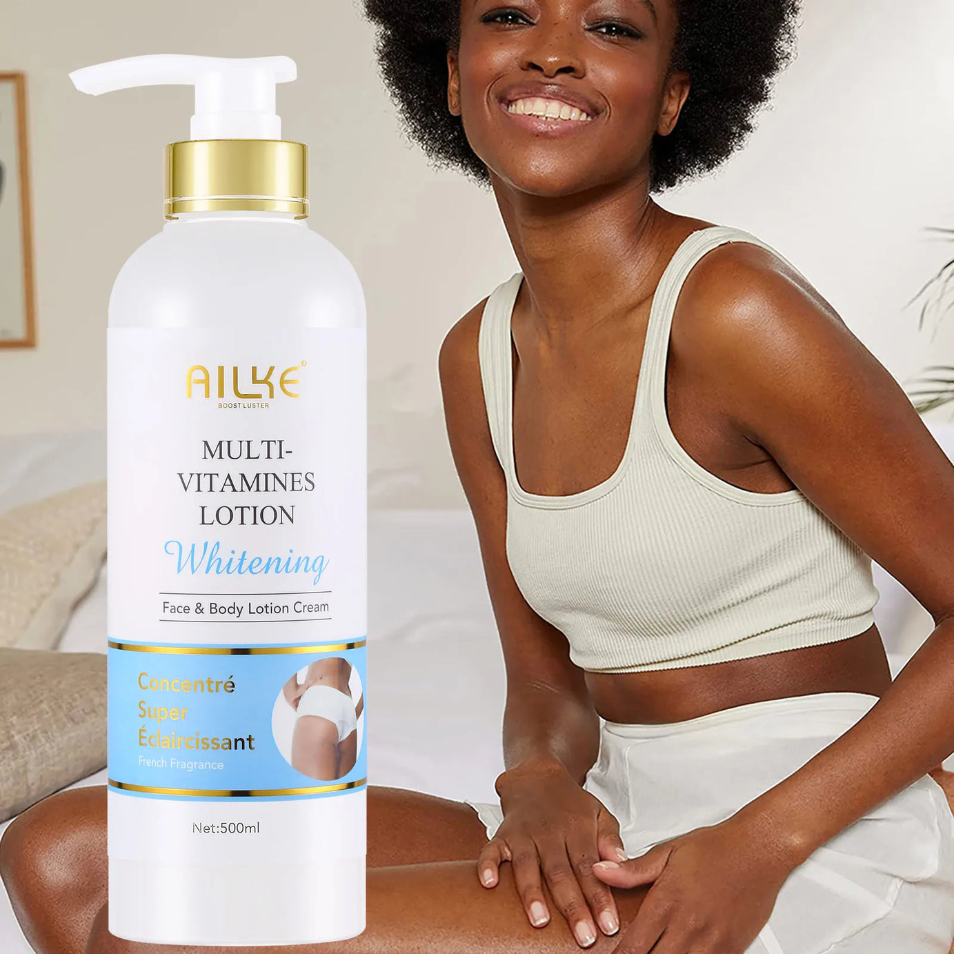 Kit de soins éclaircissants multivitaminés naturels AILKE : hydrate, unifie le teint, atténue les taches brunes et blanches, nettoie et lisse la peau.