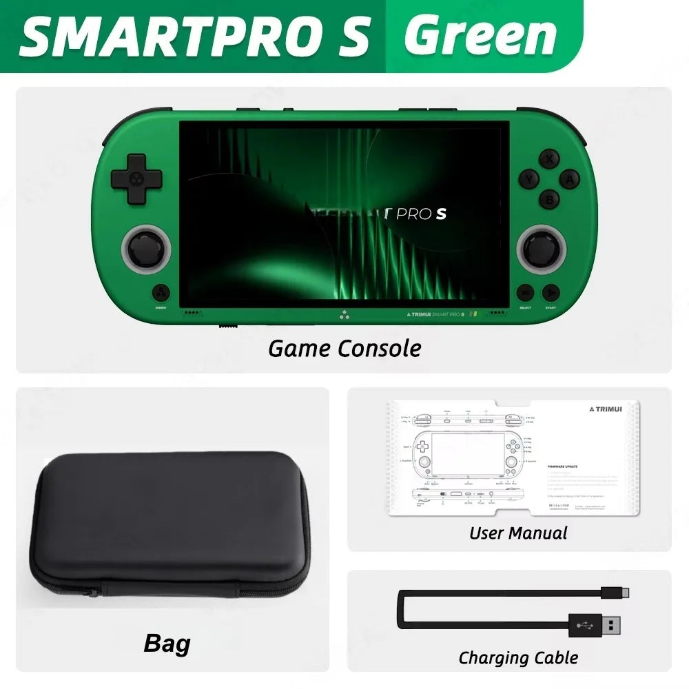 Console de jeu portable Trimui Smart Pro S, écran IPS 4,96 pouces, système Linux, joystick, éclairage RGB, jeu vidéo rétro, cadeau Smartpros