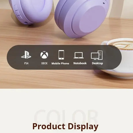 Casque stéréo Hi-Fi circum-aural M5 sans fil Bluetooth 5.3, idéal pour le sport et les jeux vidéo. Compatible avec carte TF/AUX et réduction du bruit.