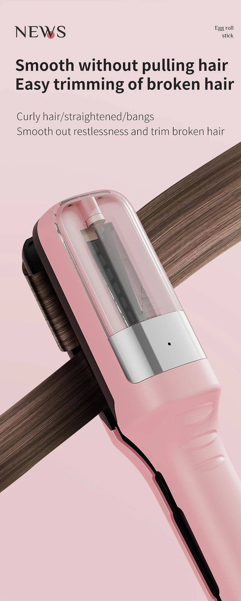 Coupe-pointes automatique professionnelle sans fil pour femmes, idéale pour les cheveux secs, abîmés et cassants.